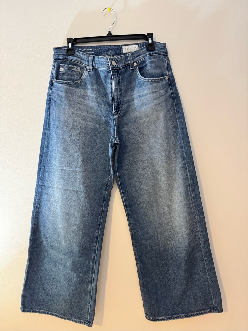 AG Adriano Goldschmied Wide-Leg Medium Blue Denim Jeans